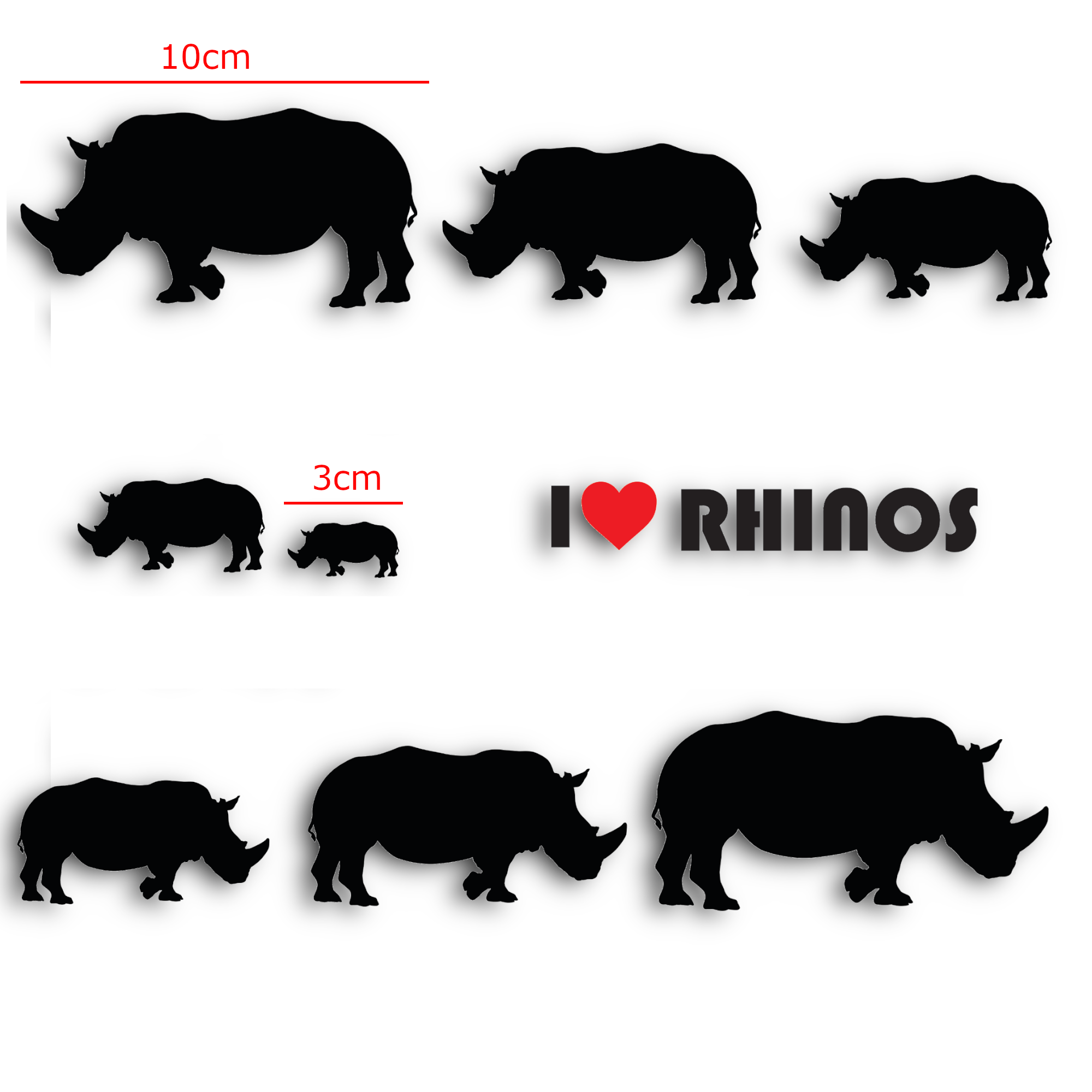 Vinyl Car Stickers - Rhino Set - Image 2