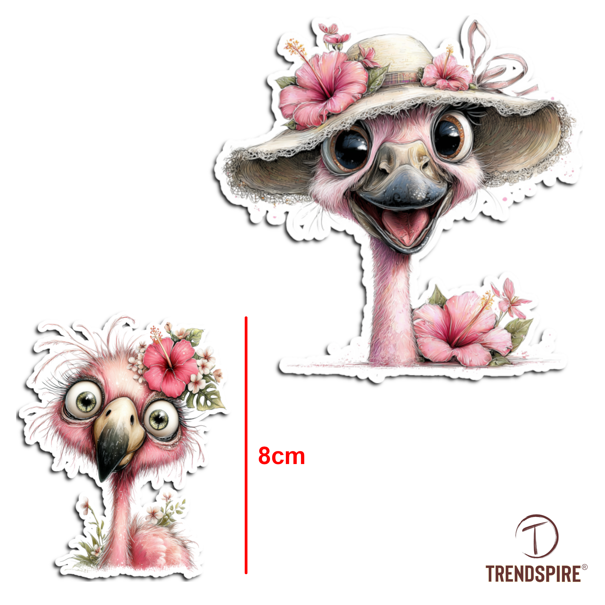 Flamingos Sketched Vinyl Stickers (Colour) - Set of 10 - Image 2