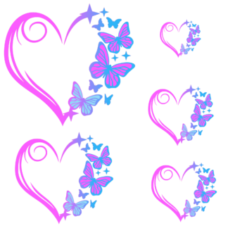 TrendSpire Heart and Butterflies Car Stickers - Set of 5