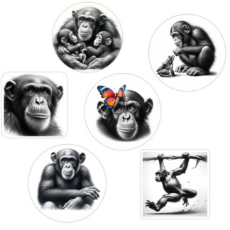 TrendSpire Chimpanzee Stickers - Set of 6