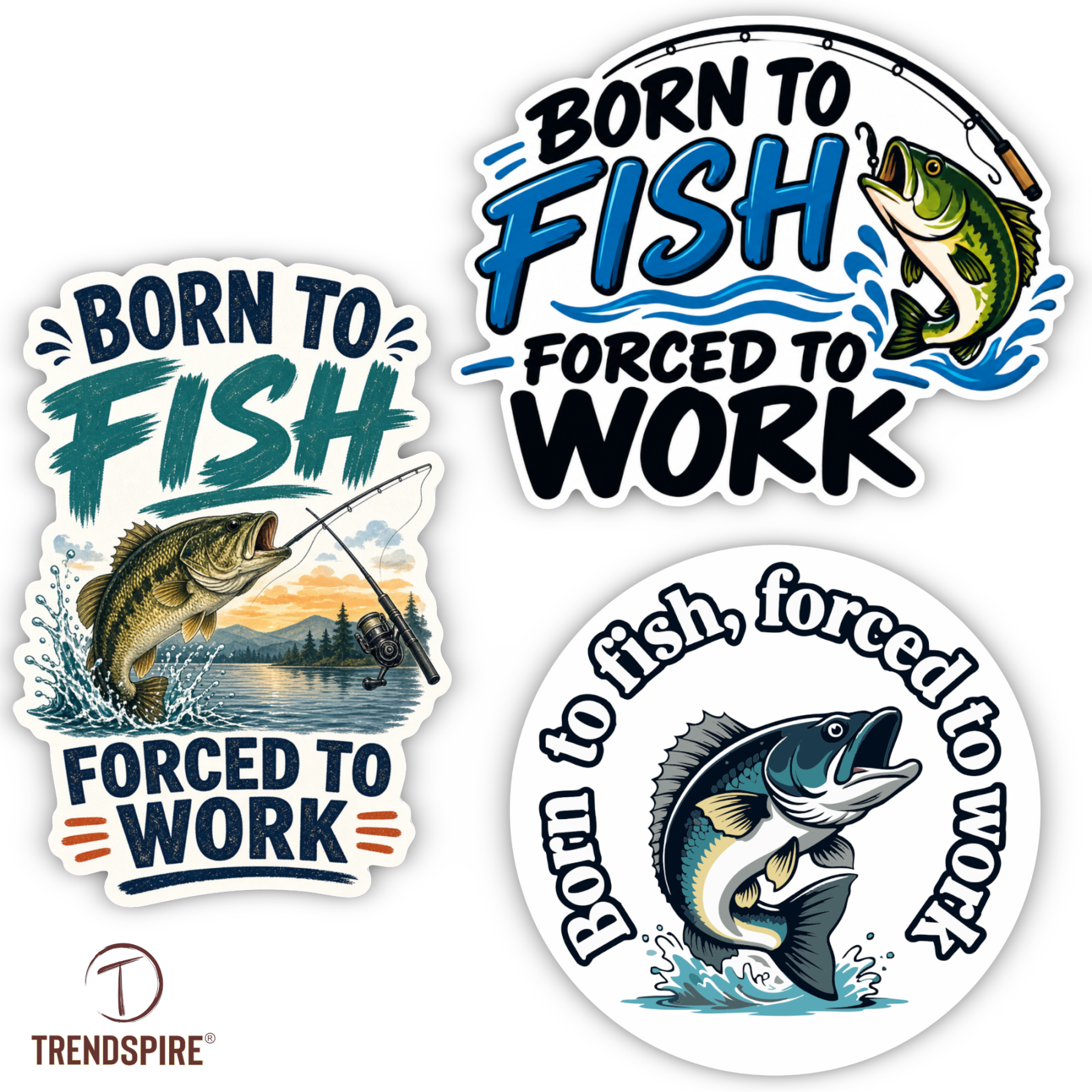 Born To Fish Vinyl Stickers Colour – Set of 3 - Image 2