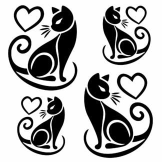 Cat Heart Decal/Sticker - Set of 4