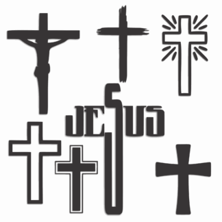 Christian Crosses Decals - Set of 7