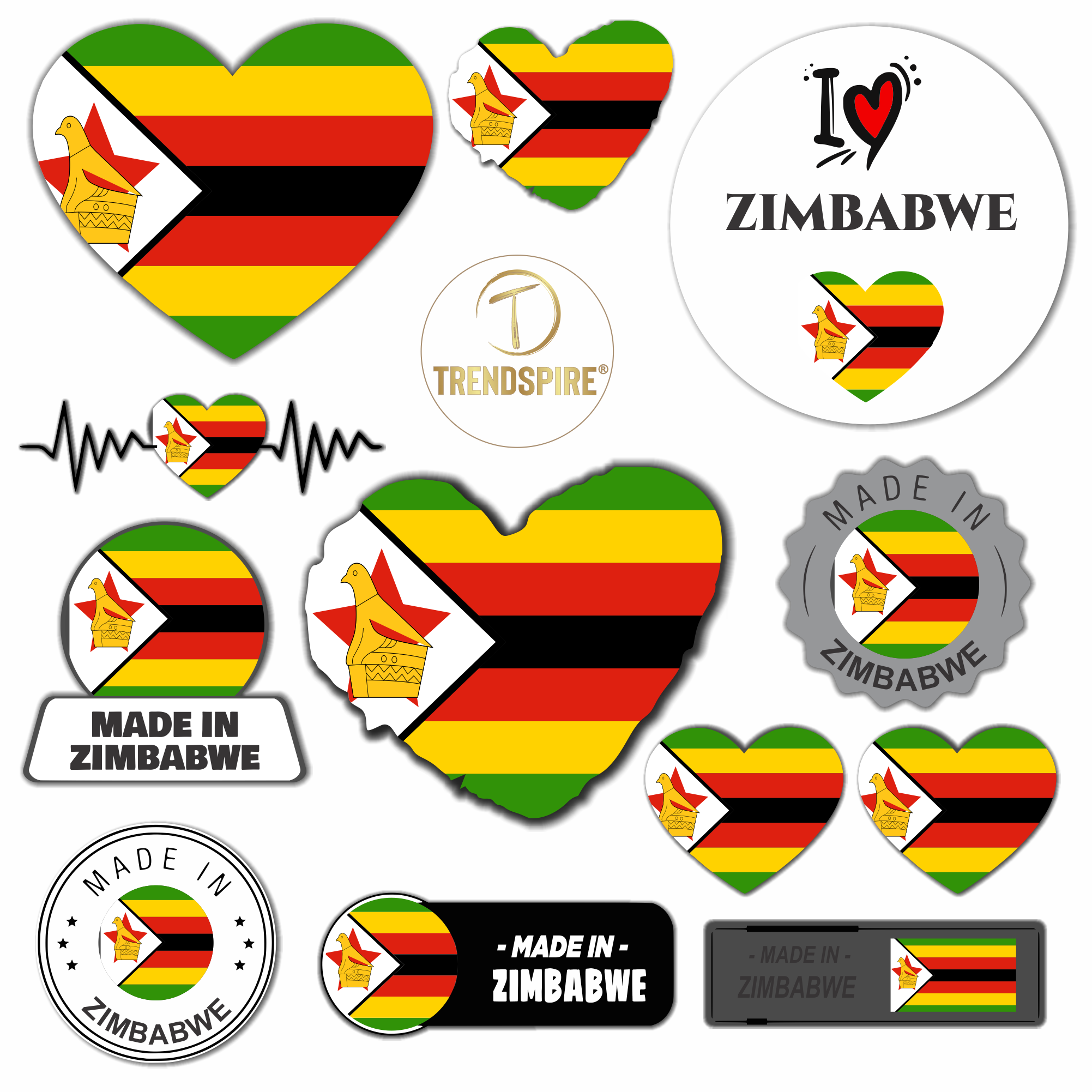 TrendSpire Love Zimbabwe Stickers - Set of 12
