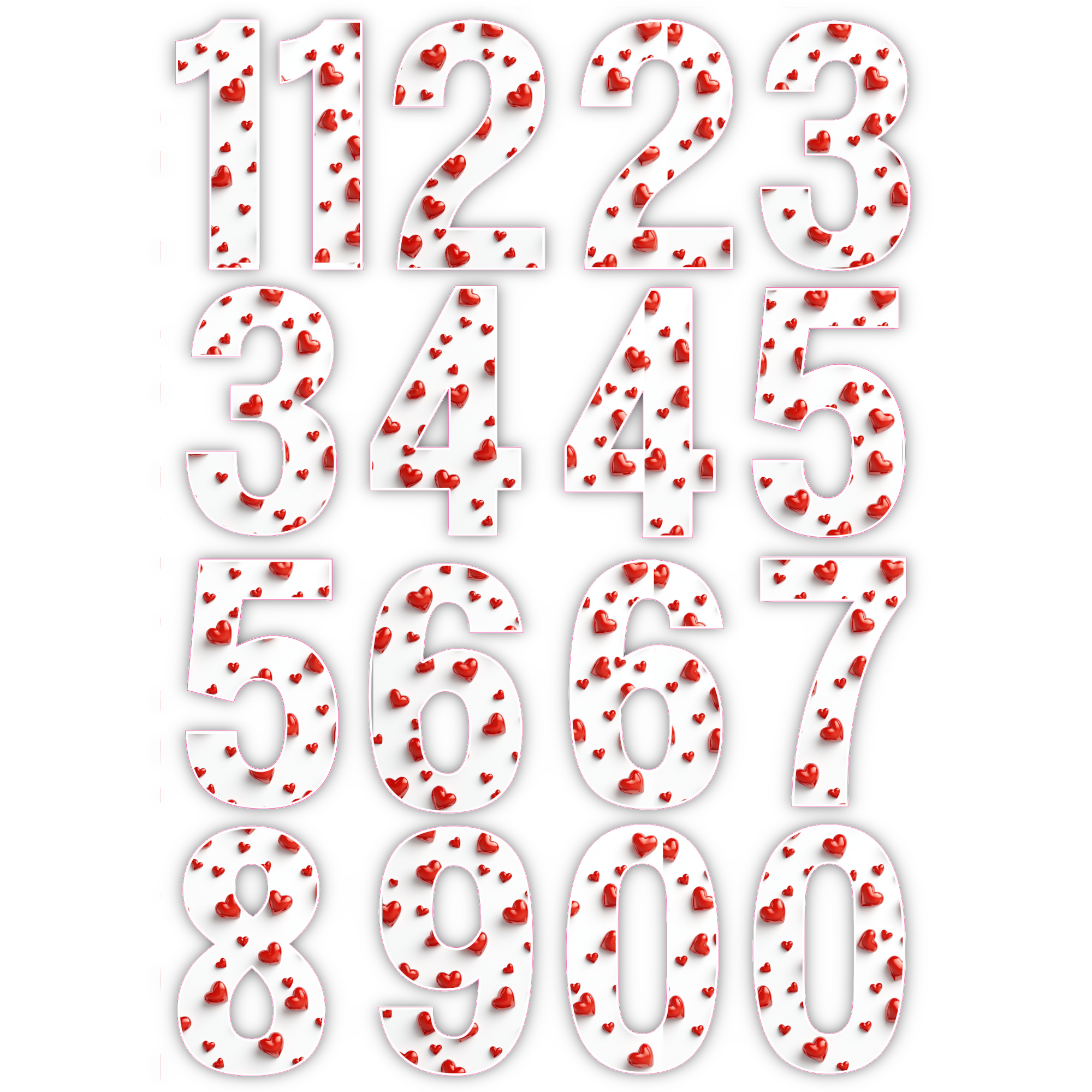 TrendSpire 5cm Numbers - Heart - Set of 51