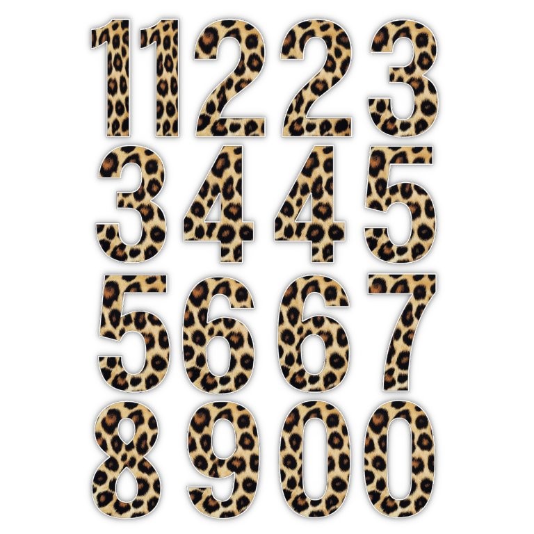 TrendSpire 5cm Numbers - Leopard print - Set of 51