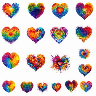 Rainbow Heart Stickers/Decals - 19 Pack