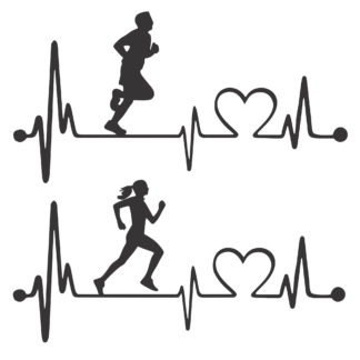 Running Heartbeat Sticker - Set Of 2 - Male/Female - Black