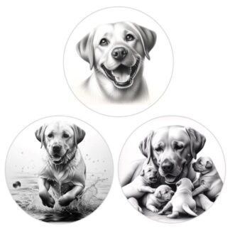 TrendSpire Labradors Black & White Stickers - Set of 3