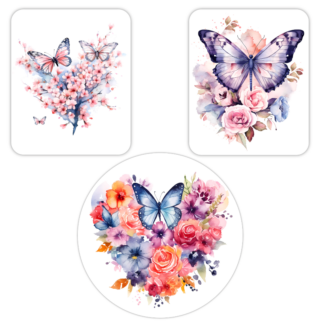 TrendSpire Watercolour Butterflies/Flowers Stickers - Set of 3