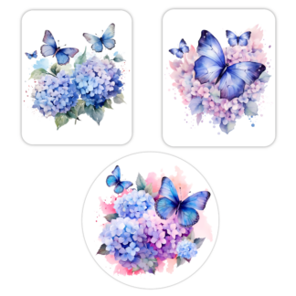 TrendSpire Watercolour Butterflies/Hydrangeas Stickers - Set of 3