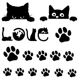 Vinyl Car Stickers - Cat Love Set
