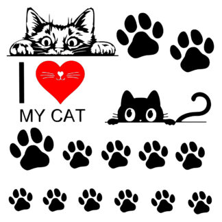 Vinyl Car Stickers - Love My Cat set