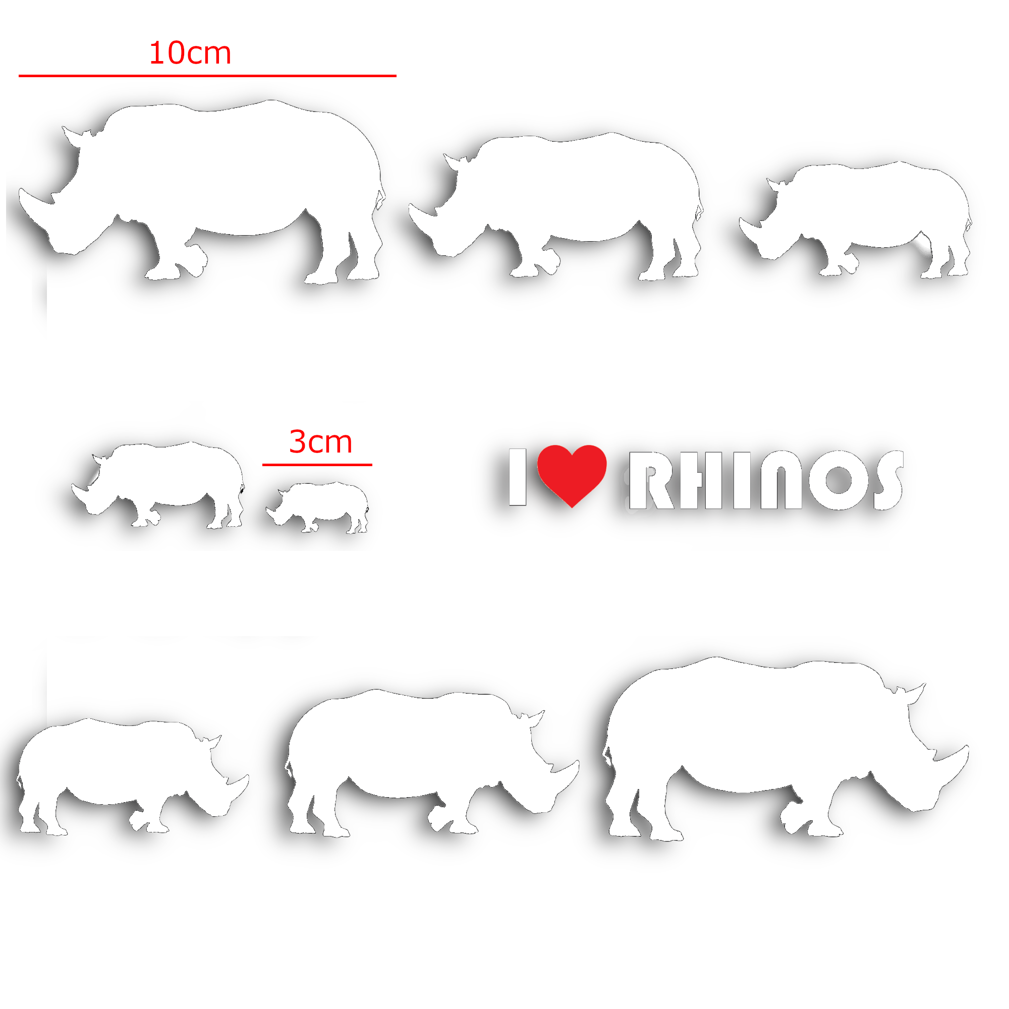 Vinyl Car Stickers - Rhino Set - Image 7